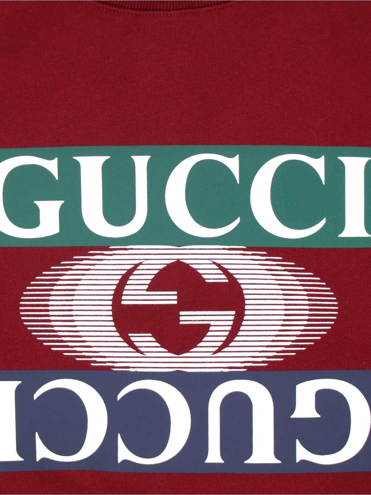 Shop Gucci Logo Crewneck Sweatshirt In Bordeaux