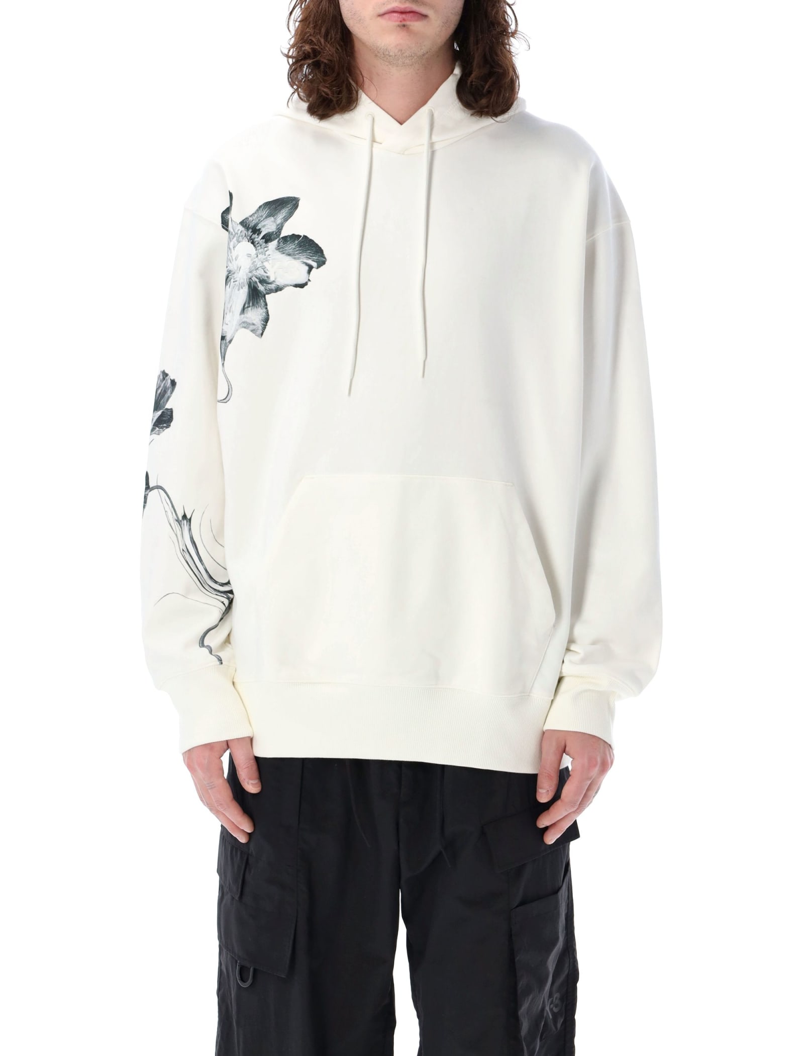 Shop Y-3 Graphich French Terry Hoodie In White