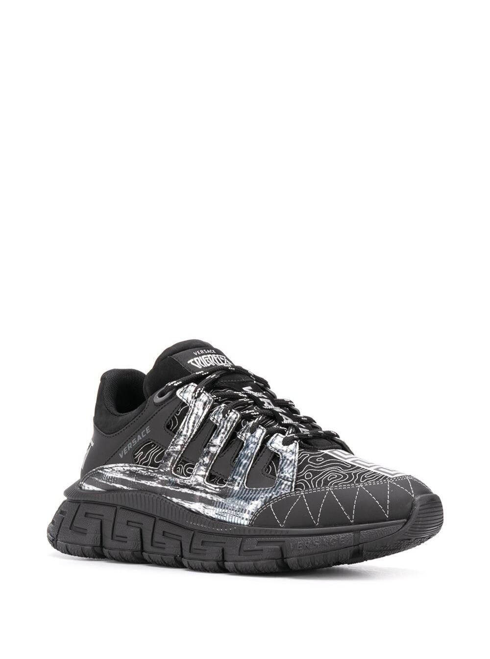Shop Versace Tigreca Mix Of Materials Multicolor Sneakers With Print  Man In Black