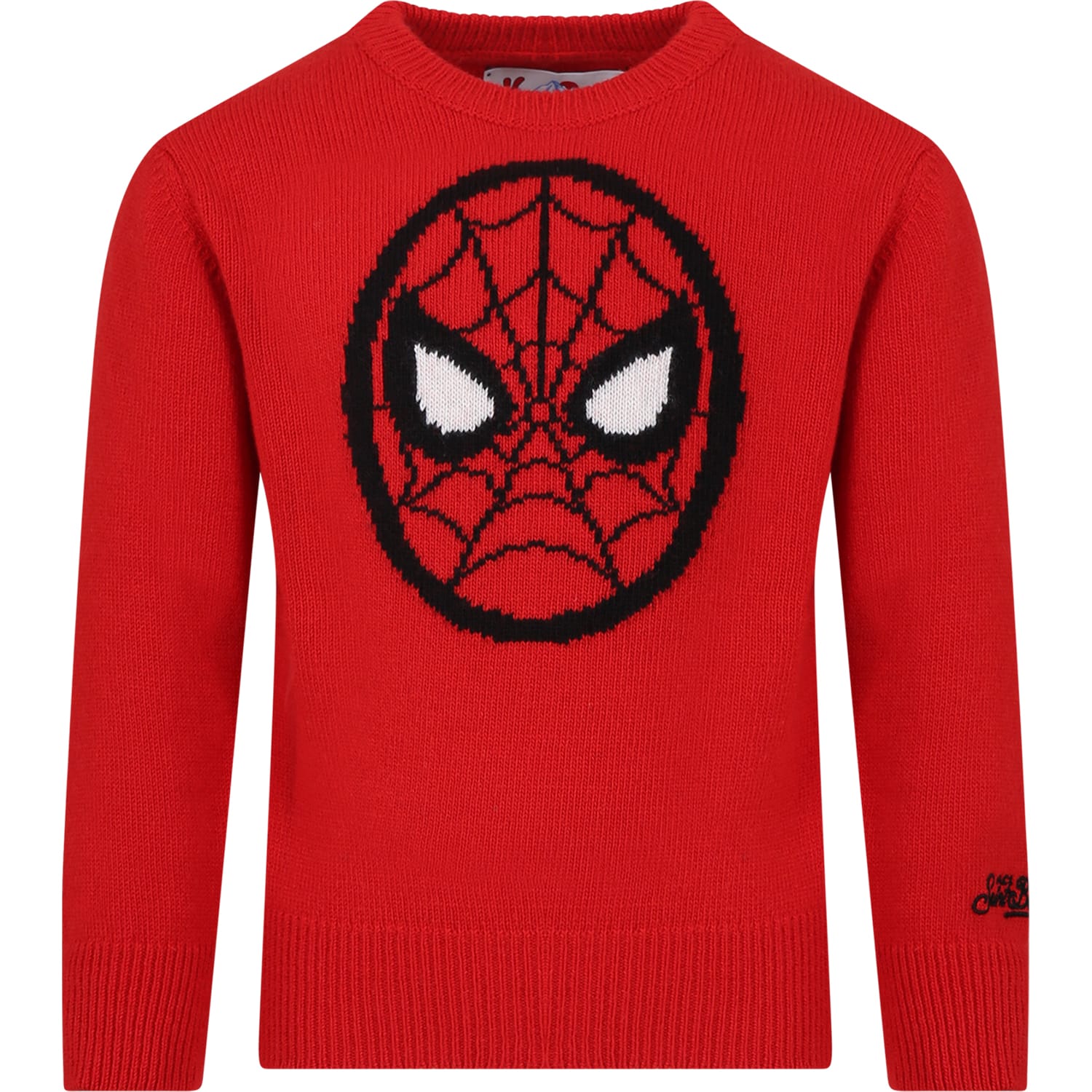Mc2 Saint Barth Kids' Red Sweater For Boy With Spiderman