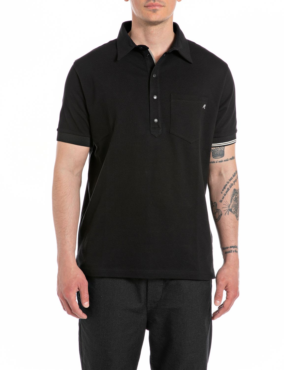 Shop Replay Polo In Black