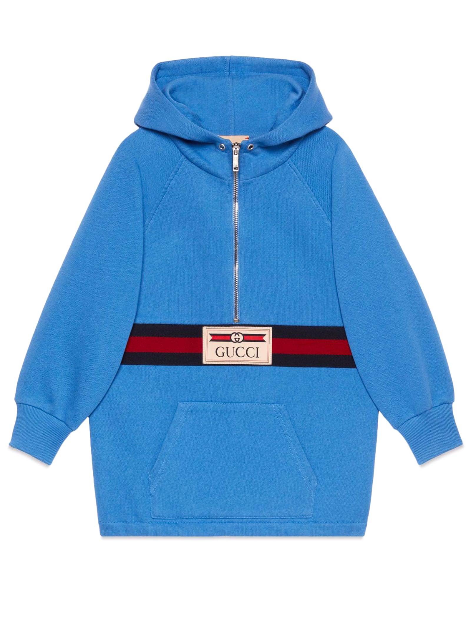 Shop Gucci Childrens Cotton Jacket With  Label In Light Blue
