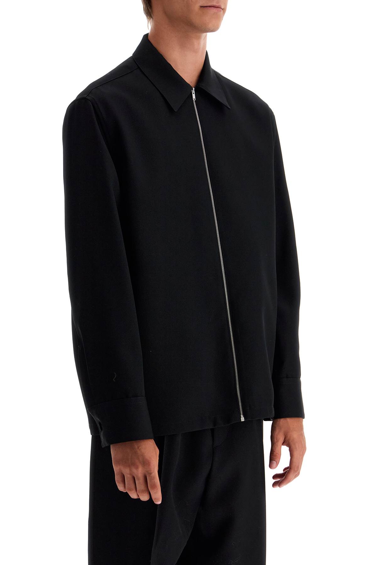 Shop Jil Sander Zippered Overshirt In Black (black)