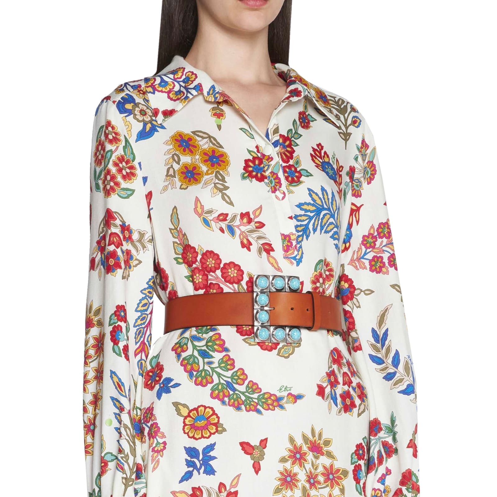 Shop Etro Wool And Silk Printed Dress In White