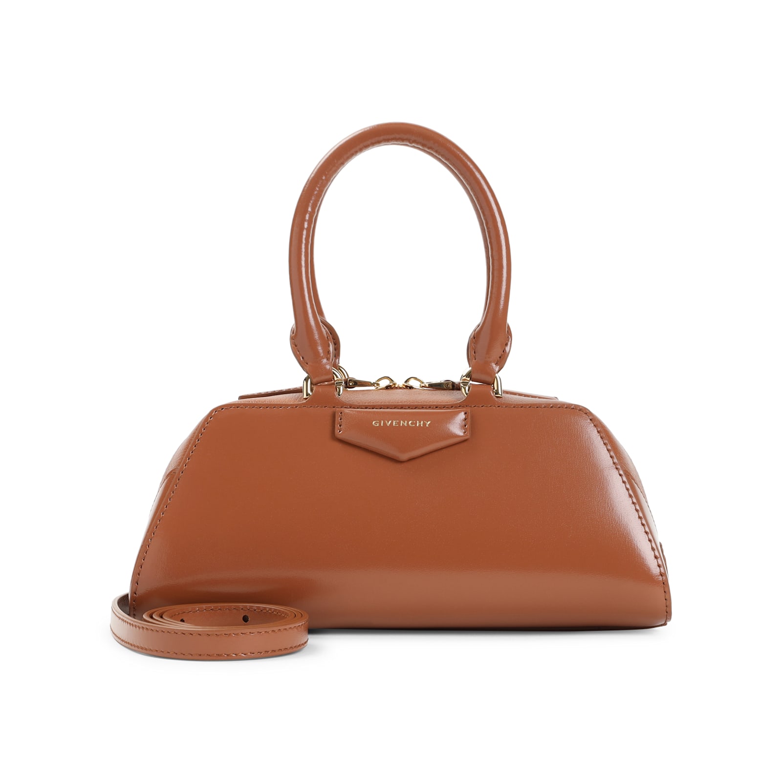 Givenchy Mini Antigona Cube East-west Zip Shoulder Bag In Brown
