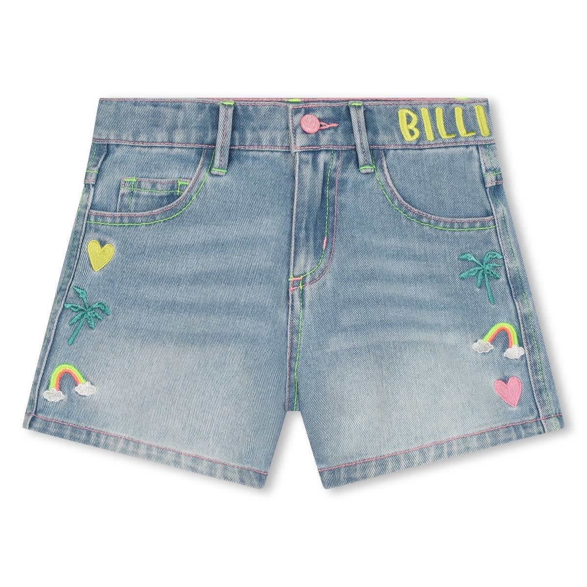 Shop Billieblush Shorts Ricamato In Blue