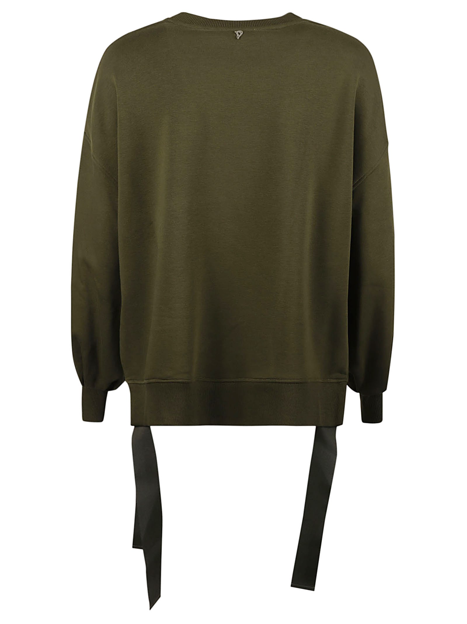 Shop Dondup Round Neck Logo Pin Sweatshirt In Green Military