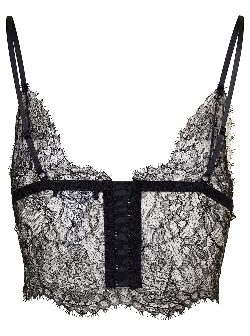 Shop Dolce & Gabbana Black Bralette With Adjustable Closure In Chantilly Lace Woman