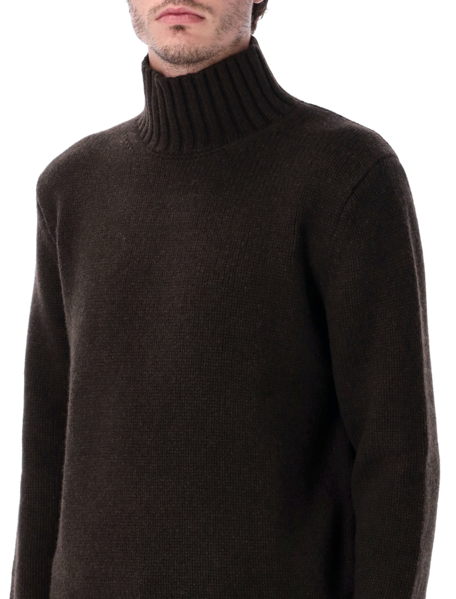 Studio Nicholson Loris Yak And Merino Wool High-neck Knit In Brown