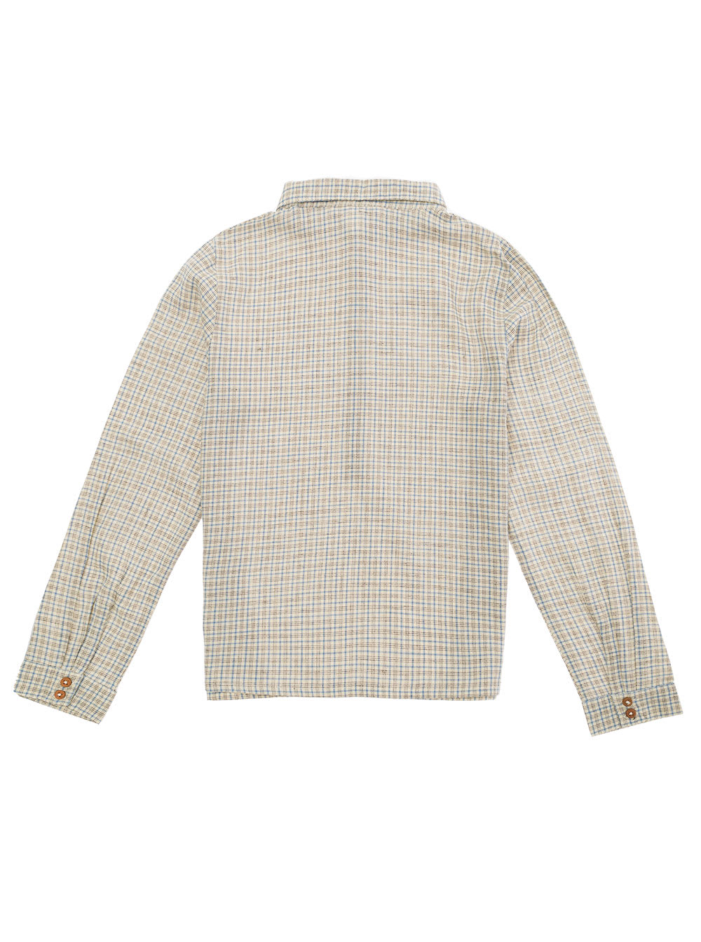 Shop Emile Et Ida Grey Long Sleeve Shirt With Check Motif In Viscose Blend Girl