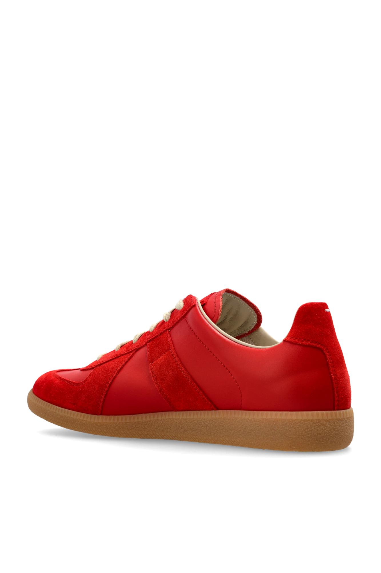 Maison Margiela Replica Leather And Suede Sneakers In Red