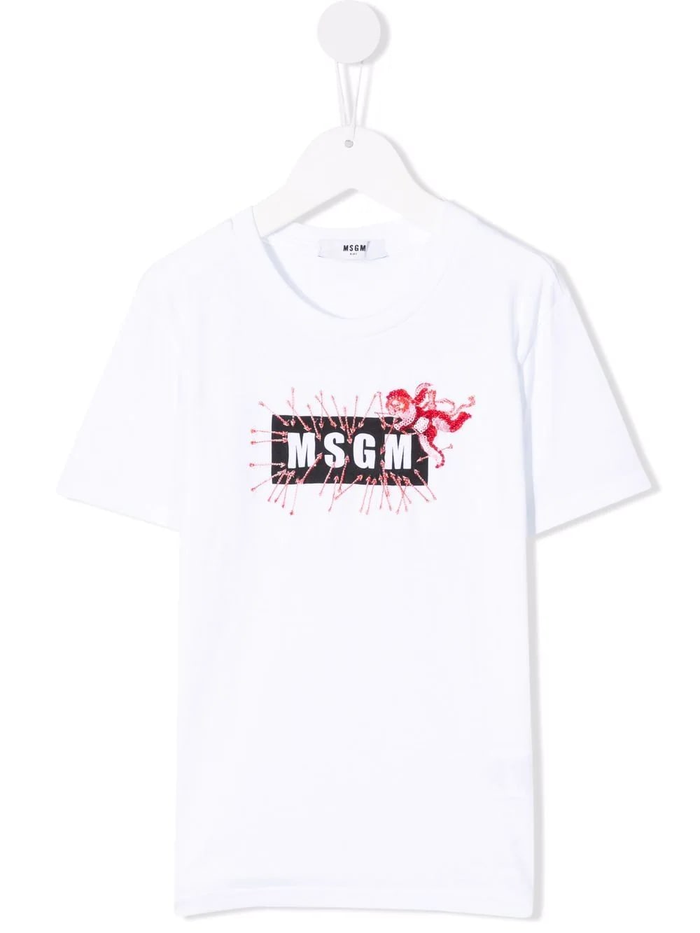 MSGM Kids White Cupid Box Logo T-shirt