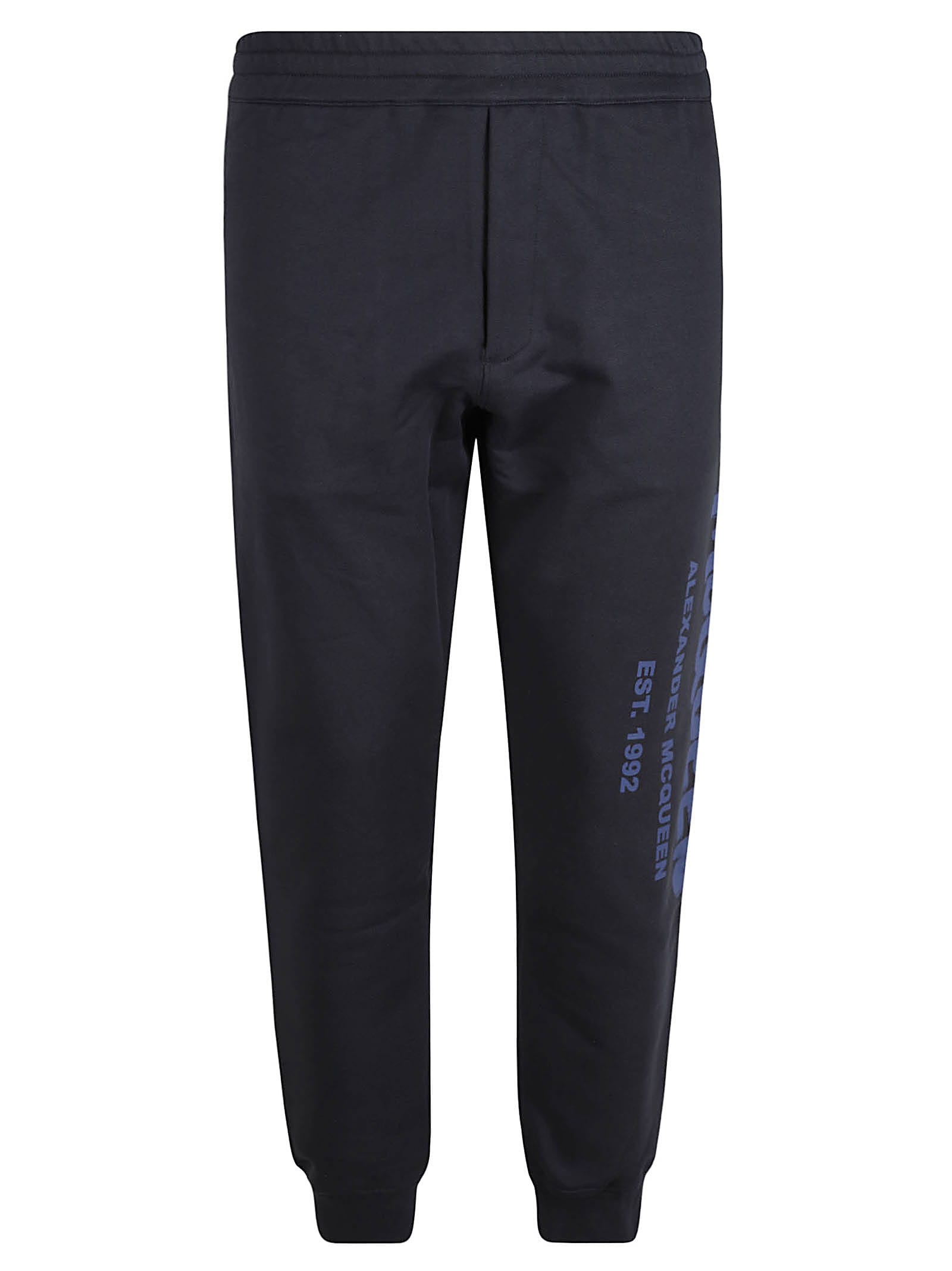 Alexander Mcqueen Cotton Logo Sweatpants Men In Navy/cobalt