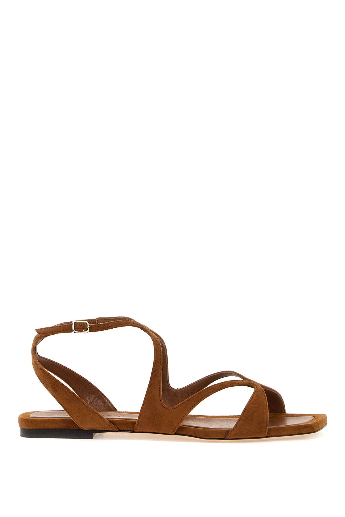 Shop Jimmy Choo Ayla Flat Suede Leather Sandals In Tan (brown)