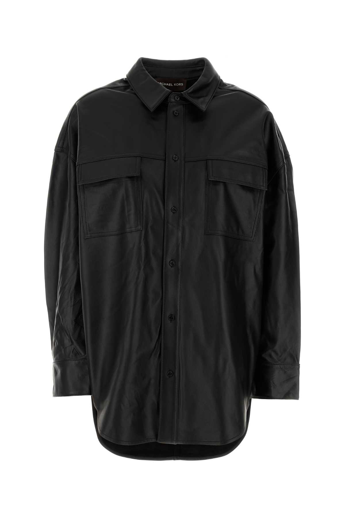 Black Leather Oversize Shirt