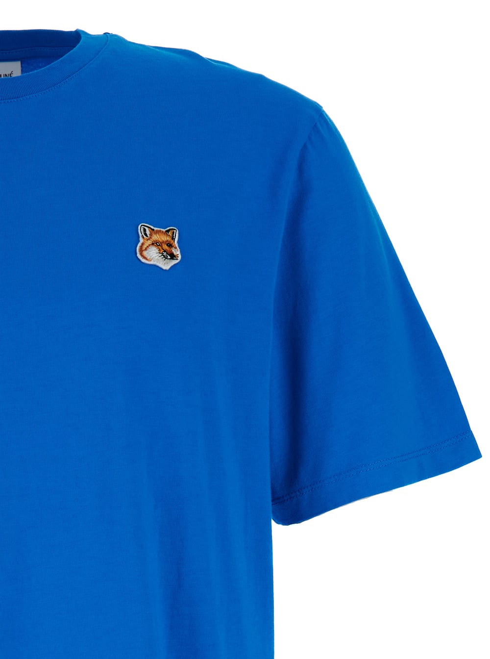 Shop Maison Kitsuné Blue T-shirt With Fox Head Patch In Cotton Man In Light Blue