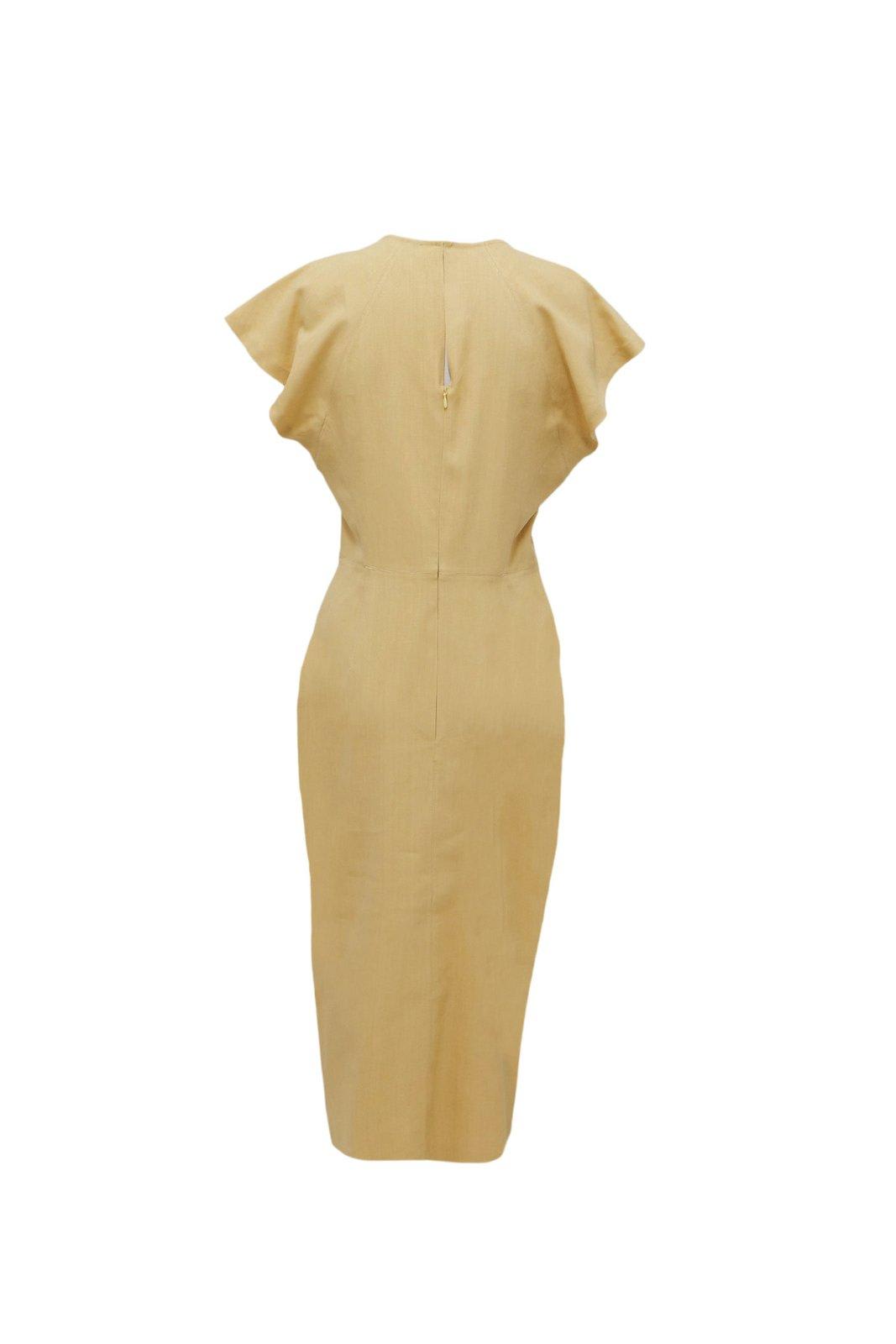 Shop Isabel Marant Mirna Slit Detailed Dress In Beige