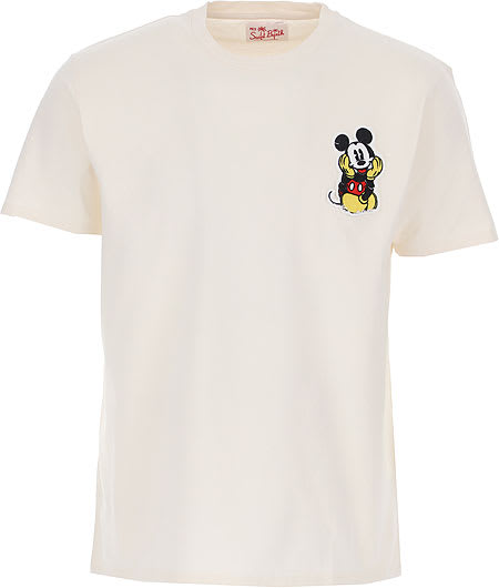 MC2 Saint Barth Mickey Mouse Patch T-shirt In Cream Color