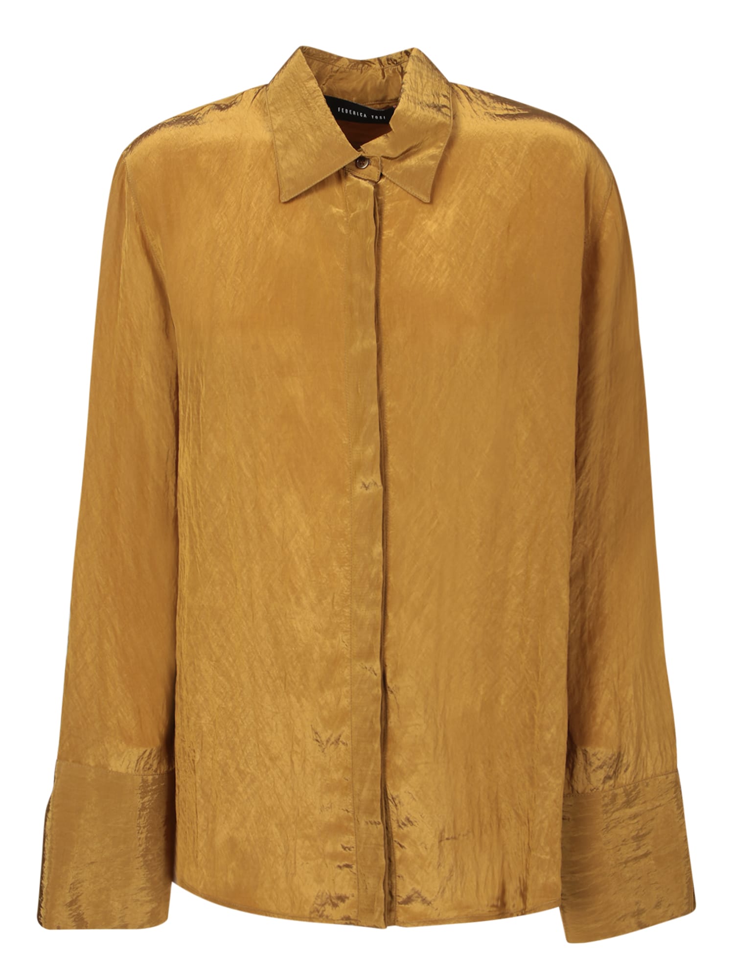 Shop Federica Tosi Froissã© Brown Shirt