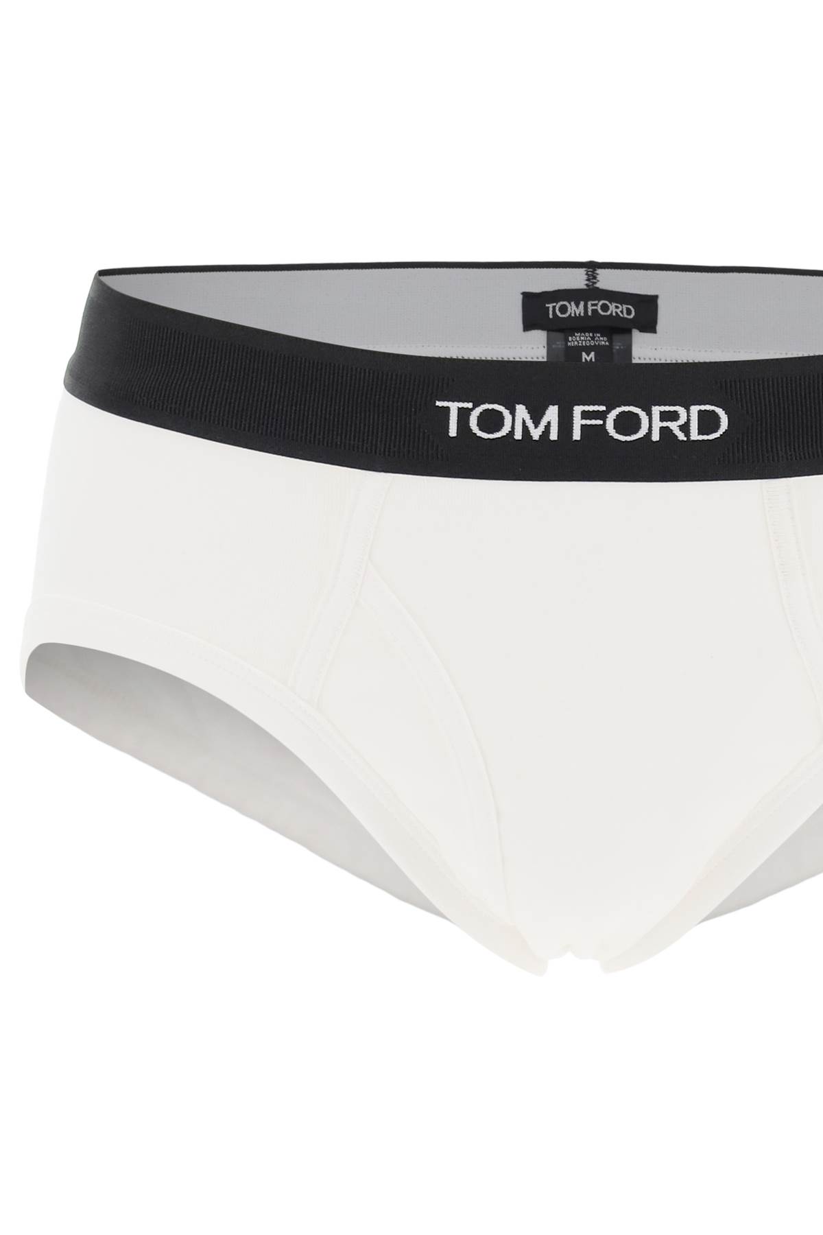 Tom Ford Mens White Branded-waistband Fitted Pack Of Two Stretch-cotton Briefs L In White