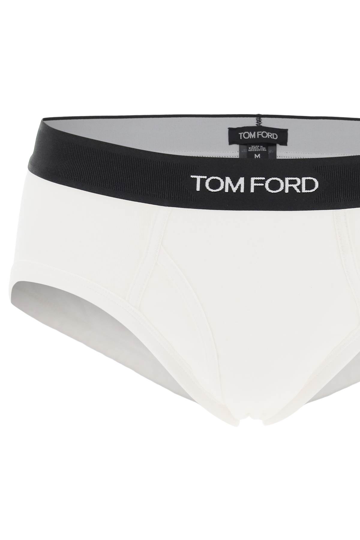 Shop Tom Ford Cotton Briefs With Logo Band In White