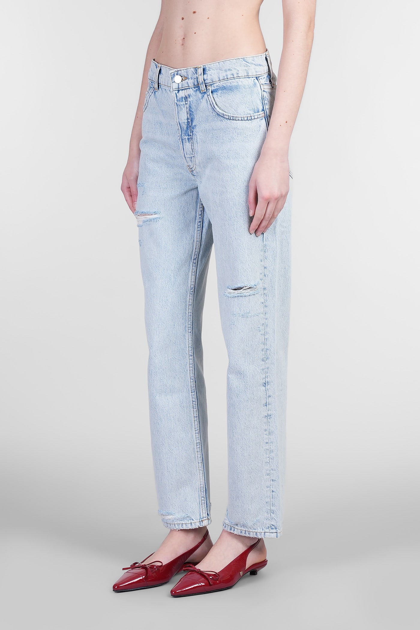 Shop Anine Bing Kate Jeans In Blue Cotton