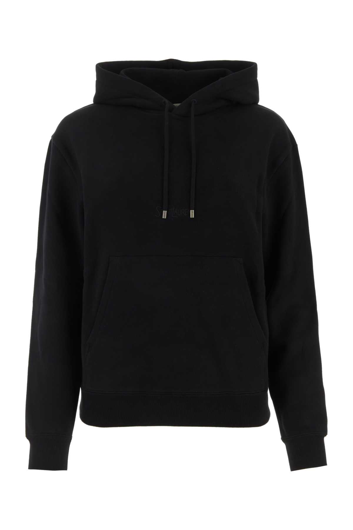 Shop Saint Laurent Black Cotton Sweatshirt In Noir