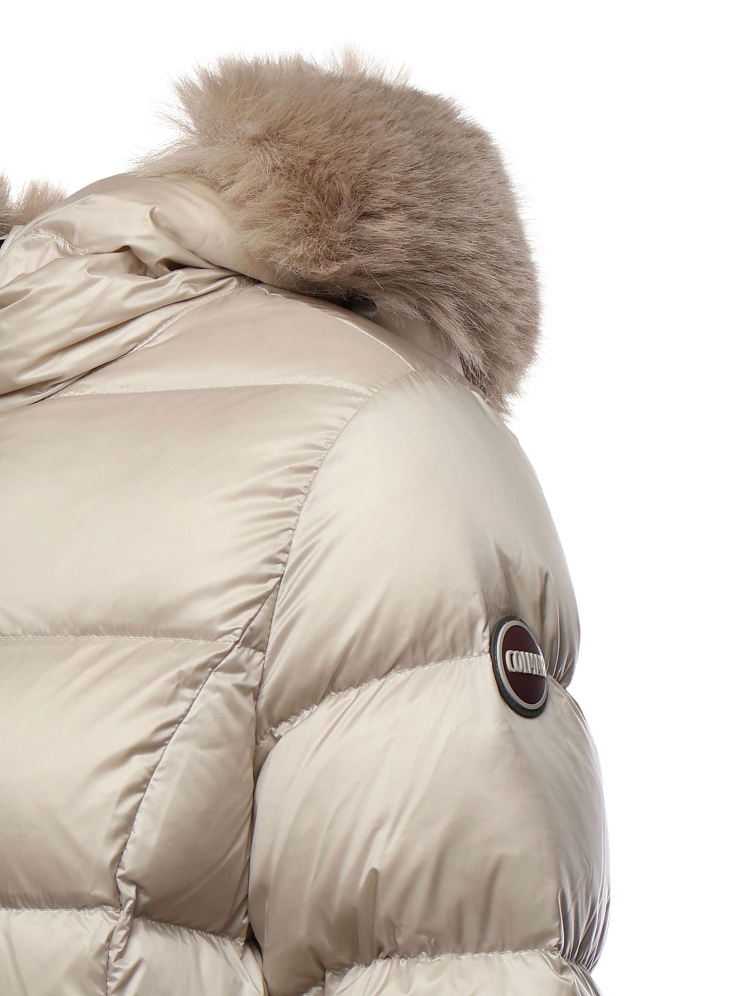 Colmar Long Down Jacket With Faux Fur In Neutral