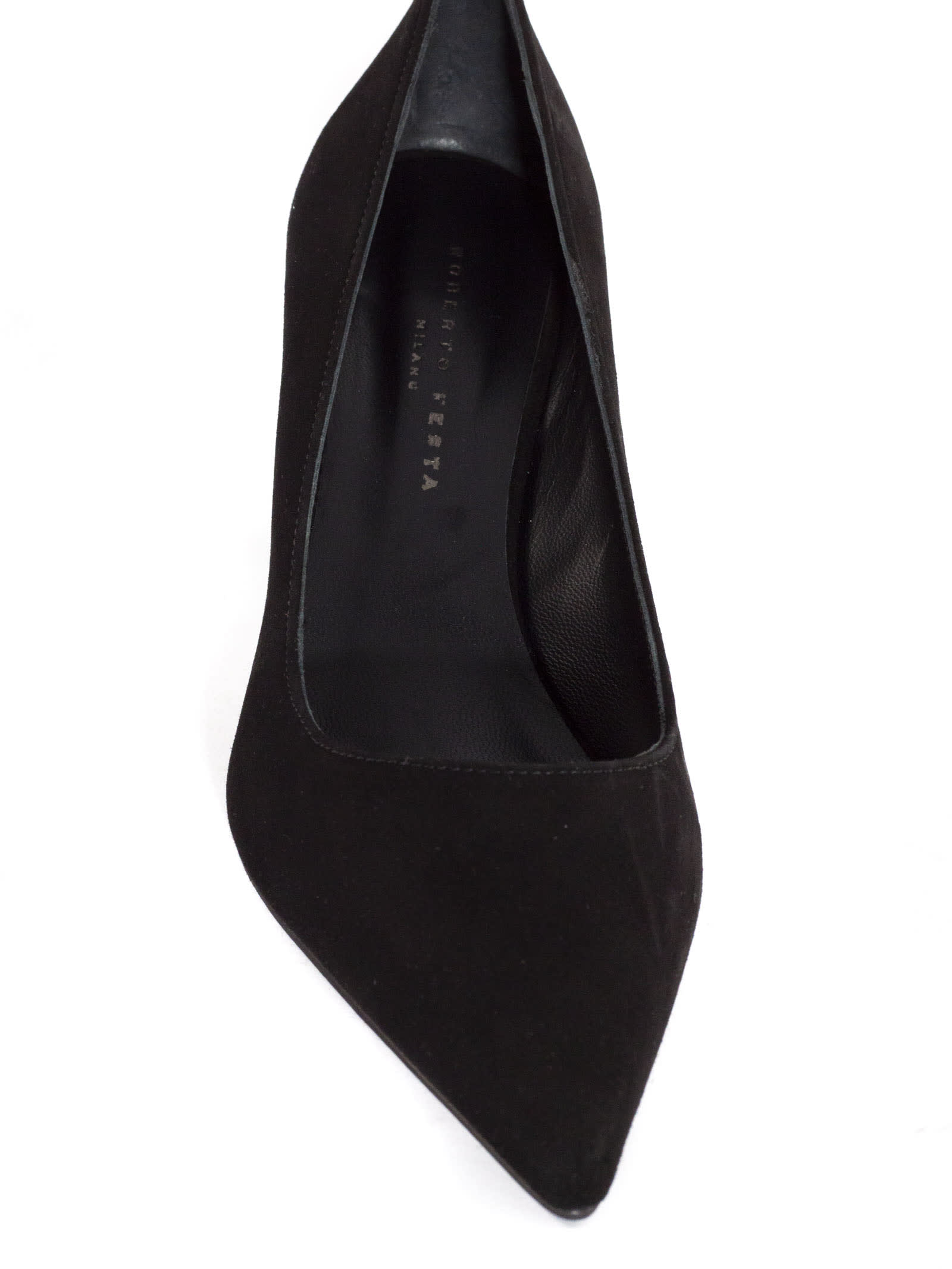 Shop Roberto Festa Black Suede Kate Pumps