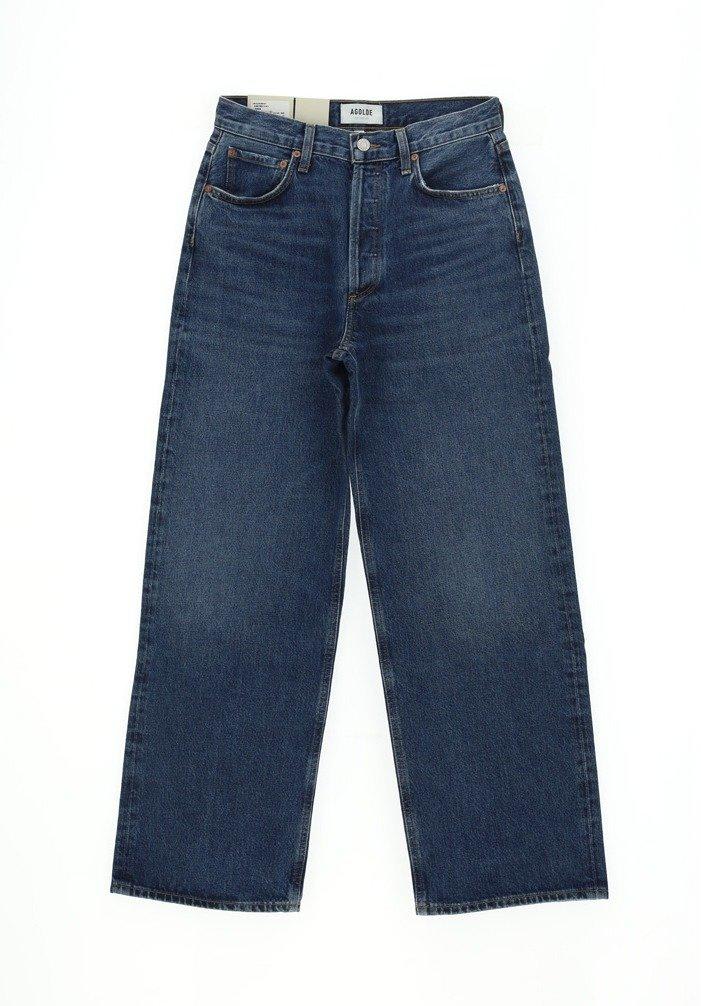 Agolde Logo Patch Straight Leg Jeans In Imge Blue