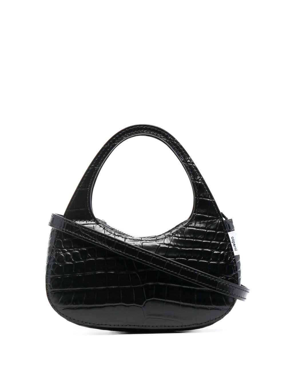 Coperni Baguette Swipe Handbag In Crocodile Print Leather