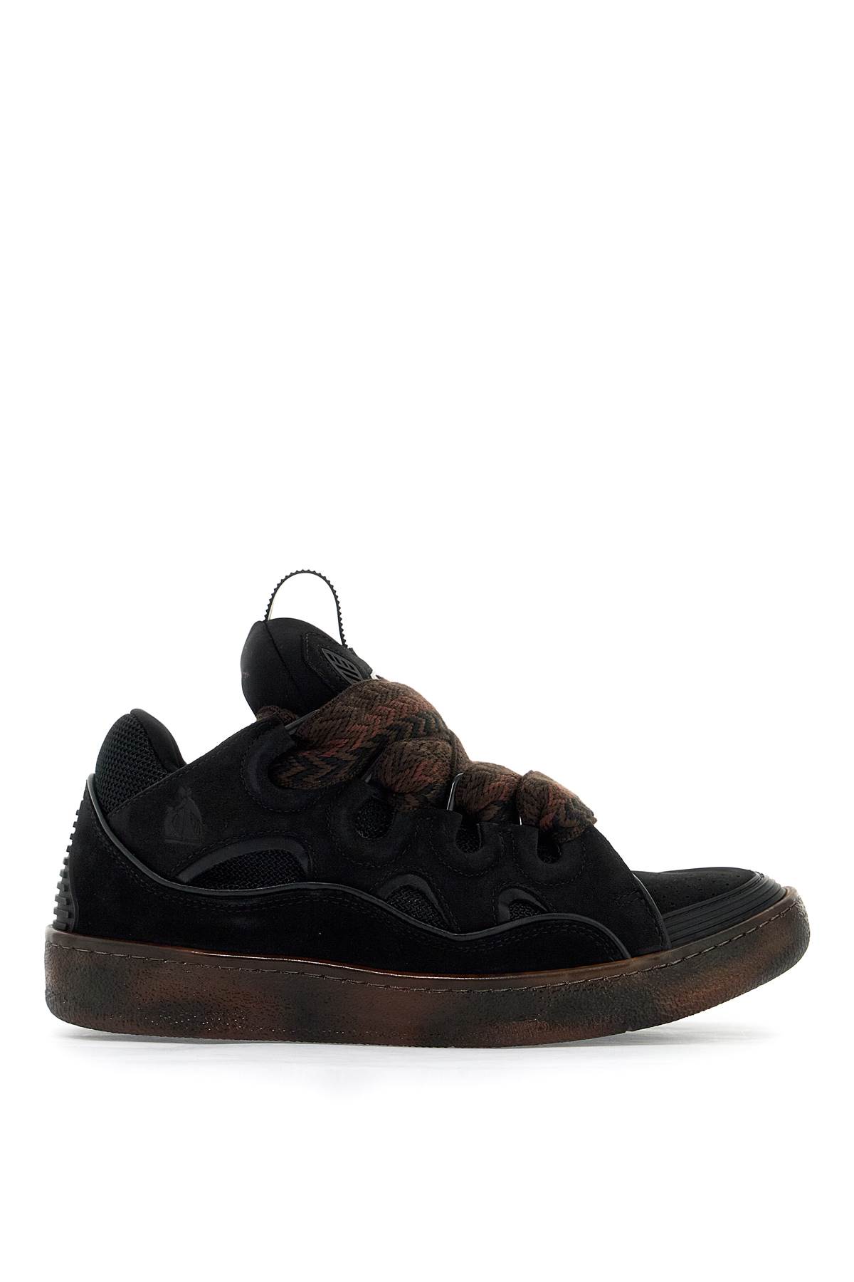 Shop Lanvin Curb Sneakers In Marron Foncé/marron (black)