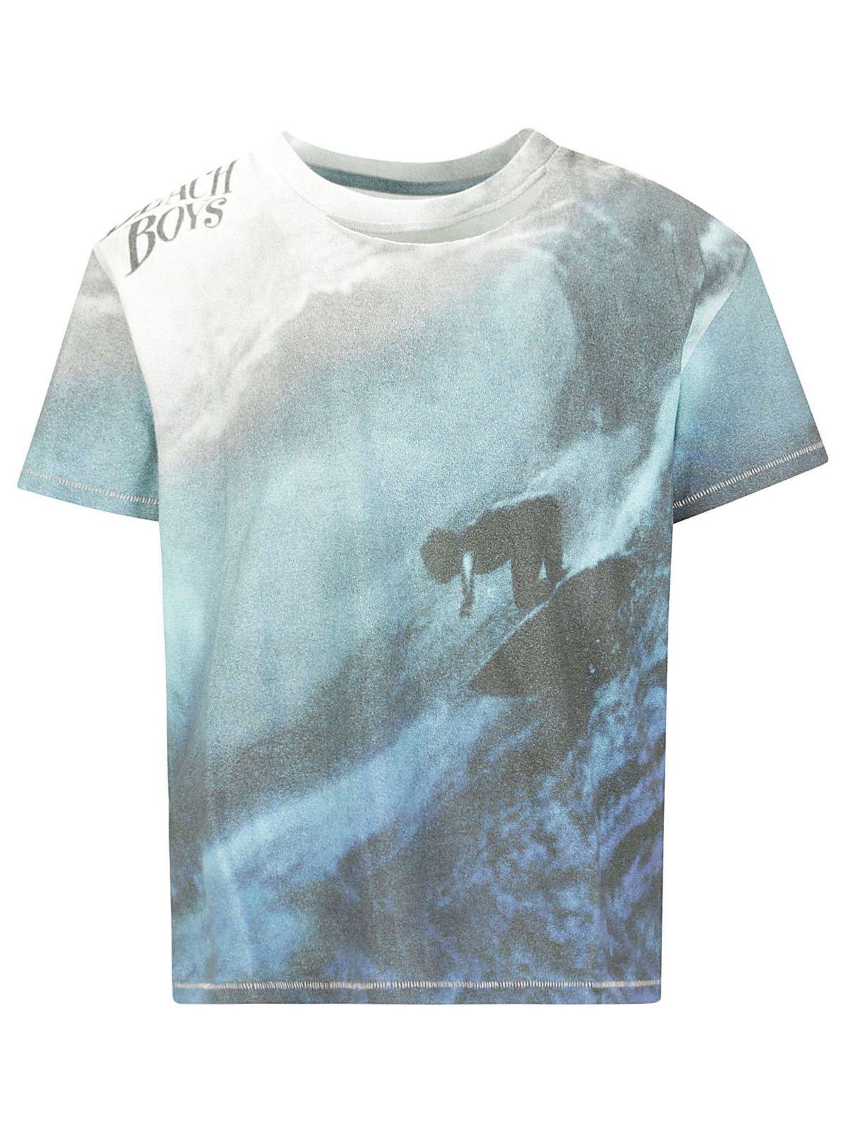Shop Erl Surfer-printed Crewneck T-shirt In Blue