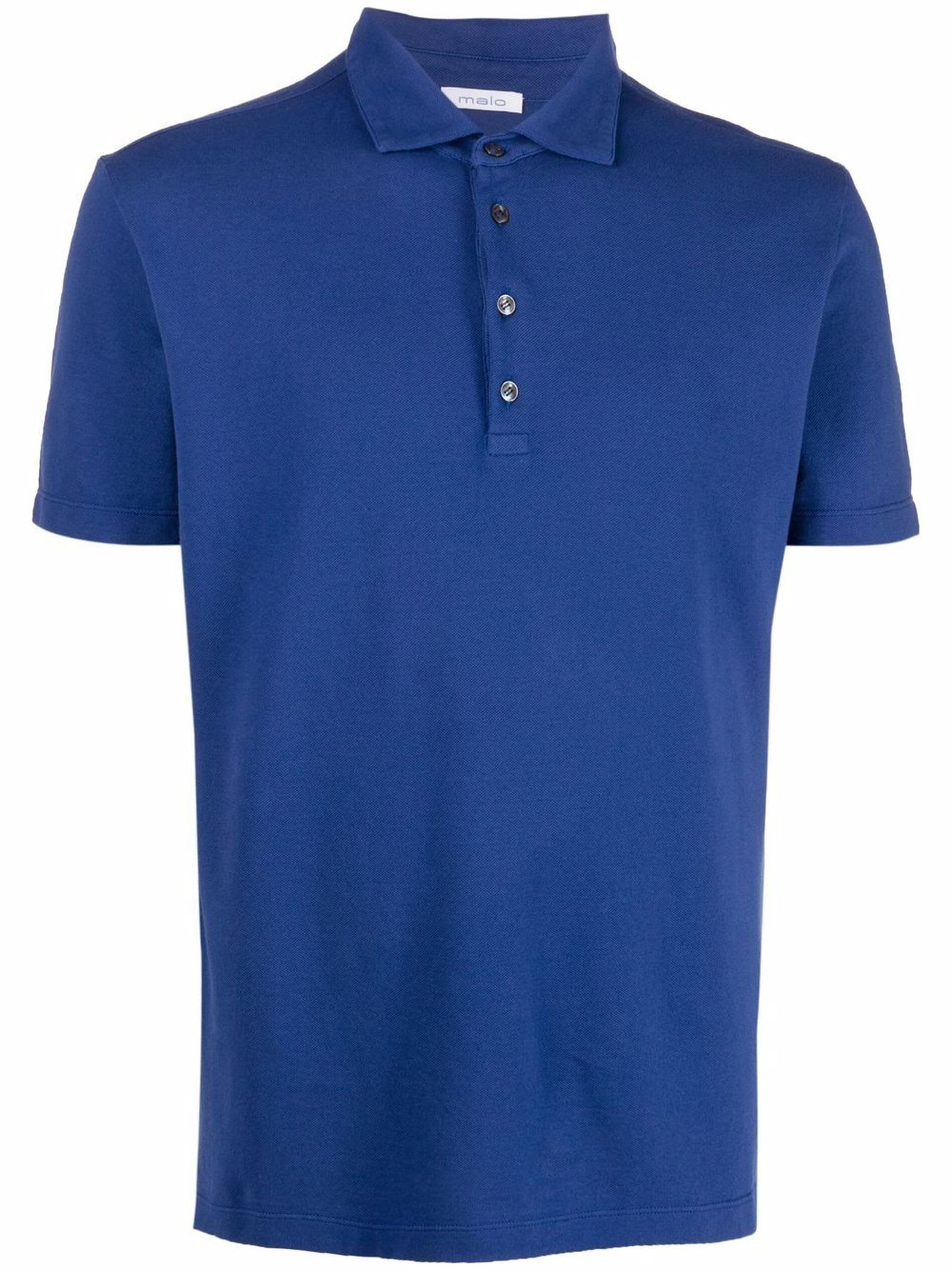 Malo Blue Cotton Polo Shirt