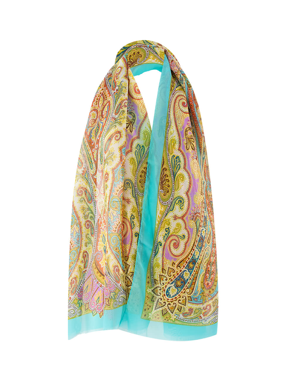 Shop Etro Scarf In Print On Yellow Base