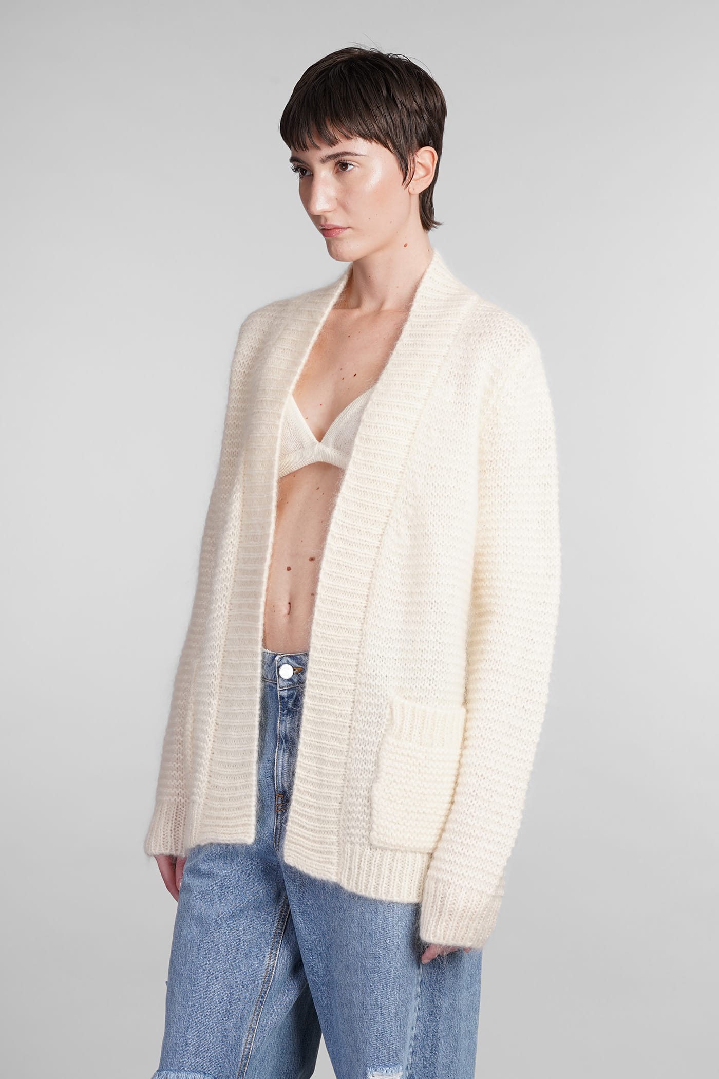 Shop Mvp Wardrobe Baima Cardigan In Beige Wool