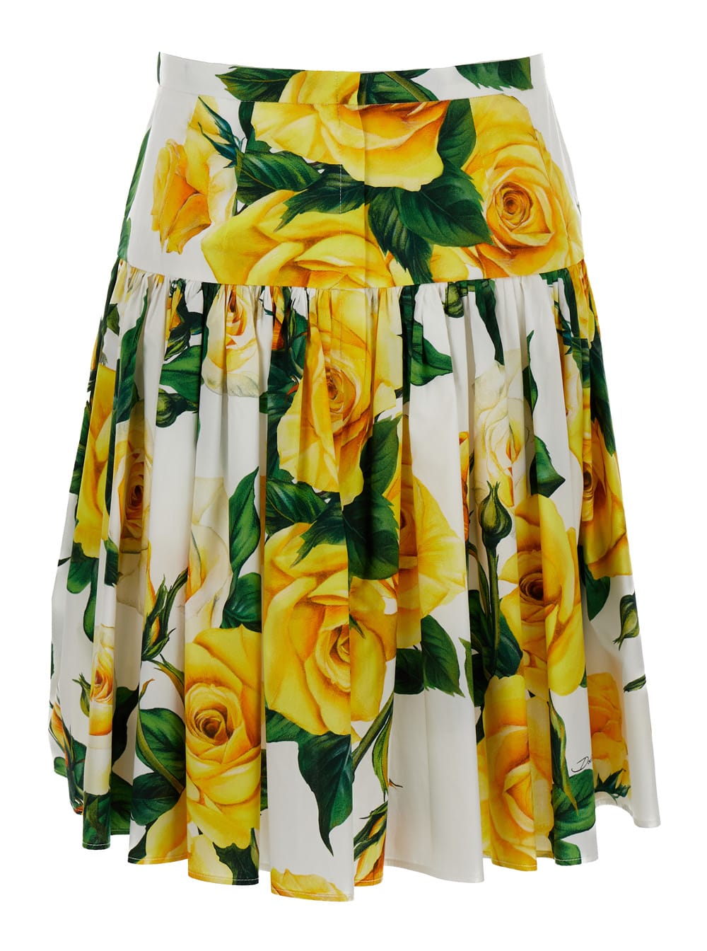 Shop Dolce & Gabbana All-over Rose Print Mini Skirt In Cotton Woman In Yellow