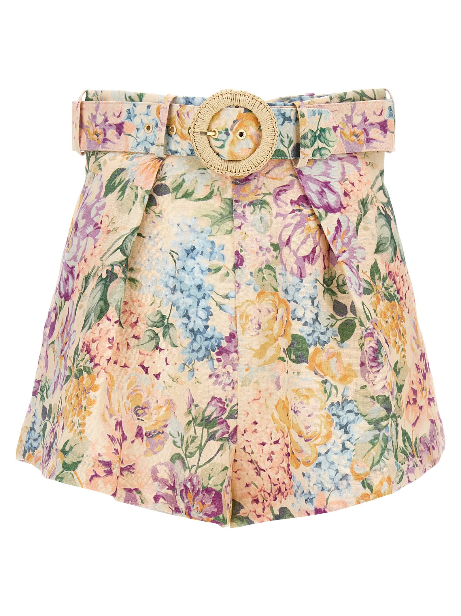 Shop Zimmermann Halliday Tuck Shorts In Multicolor