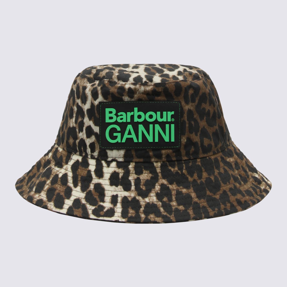 Barbour Leopard Canvas Bucket Hat In Brown