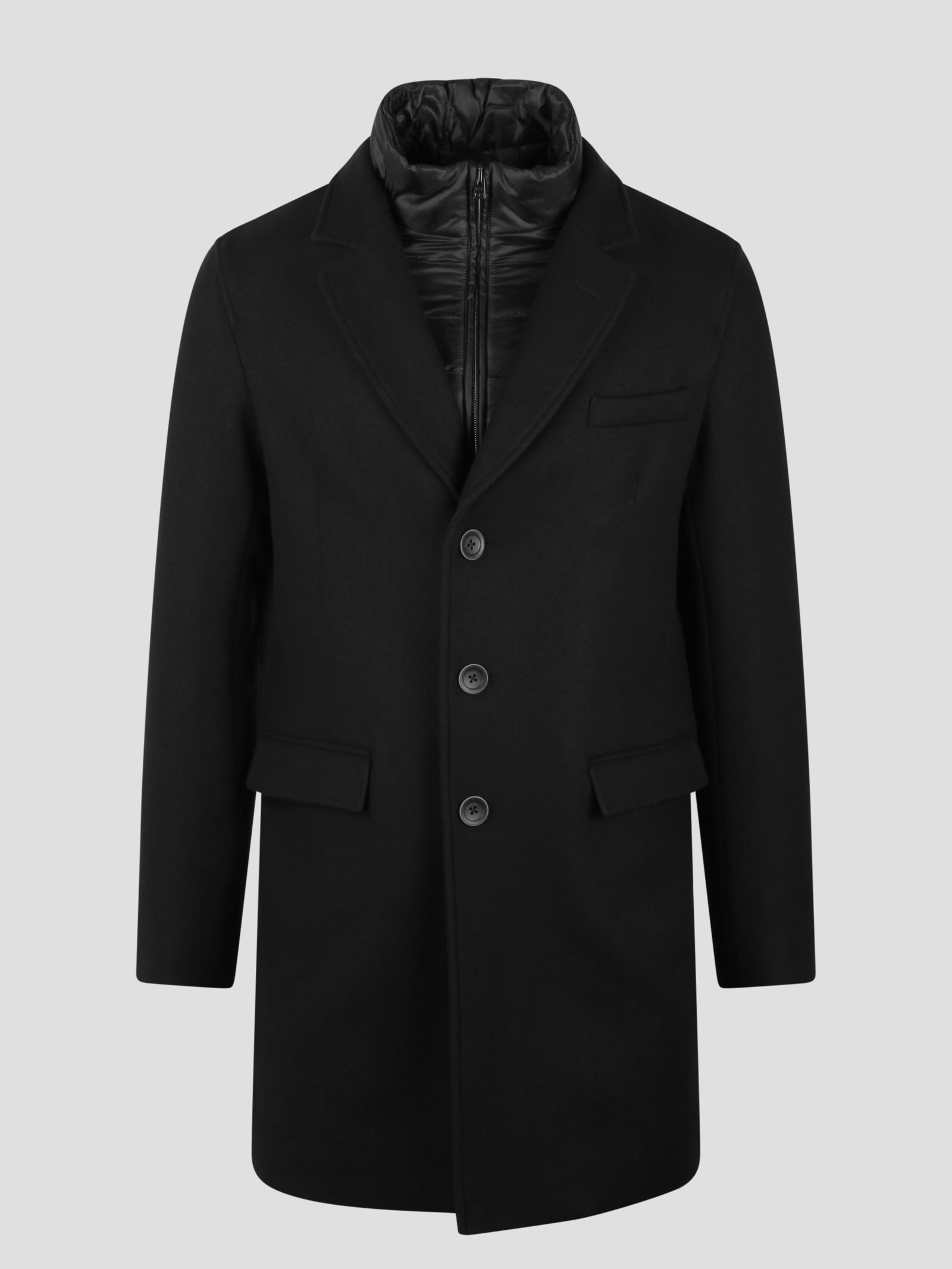 Shop Herno Recycled Wool Coat In Black