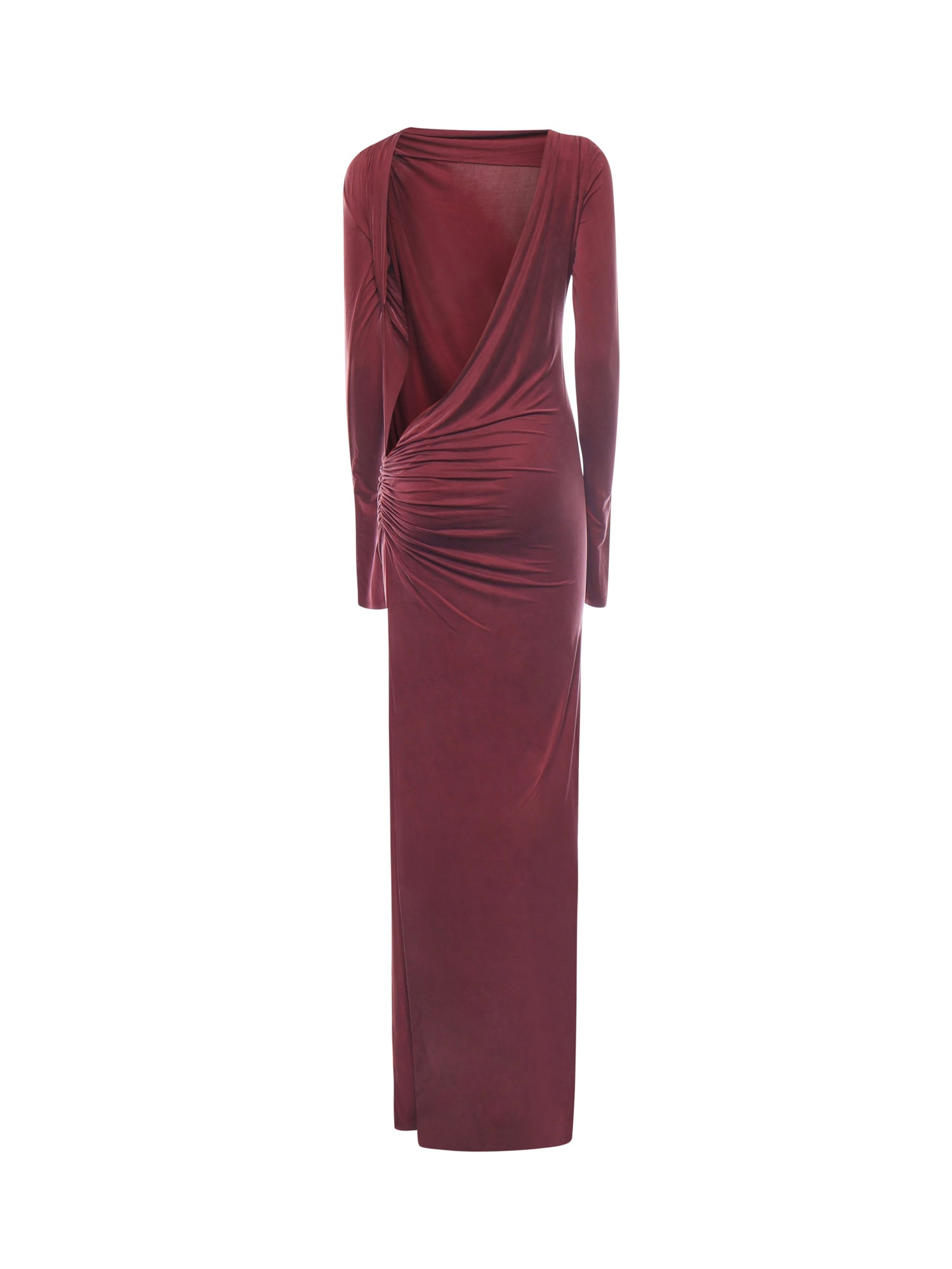 The Andamane The Andaman Long Velvet Dress In Red