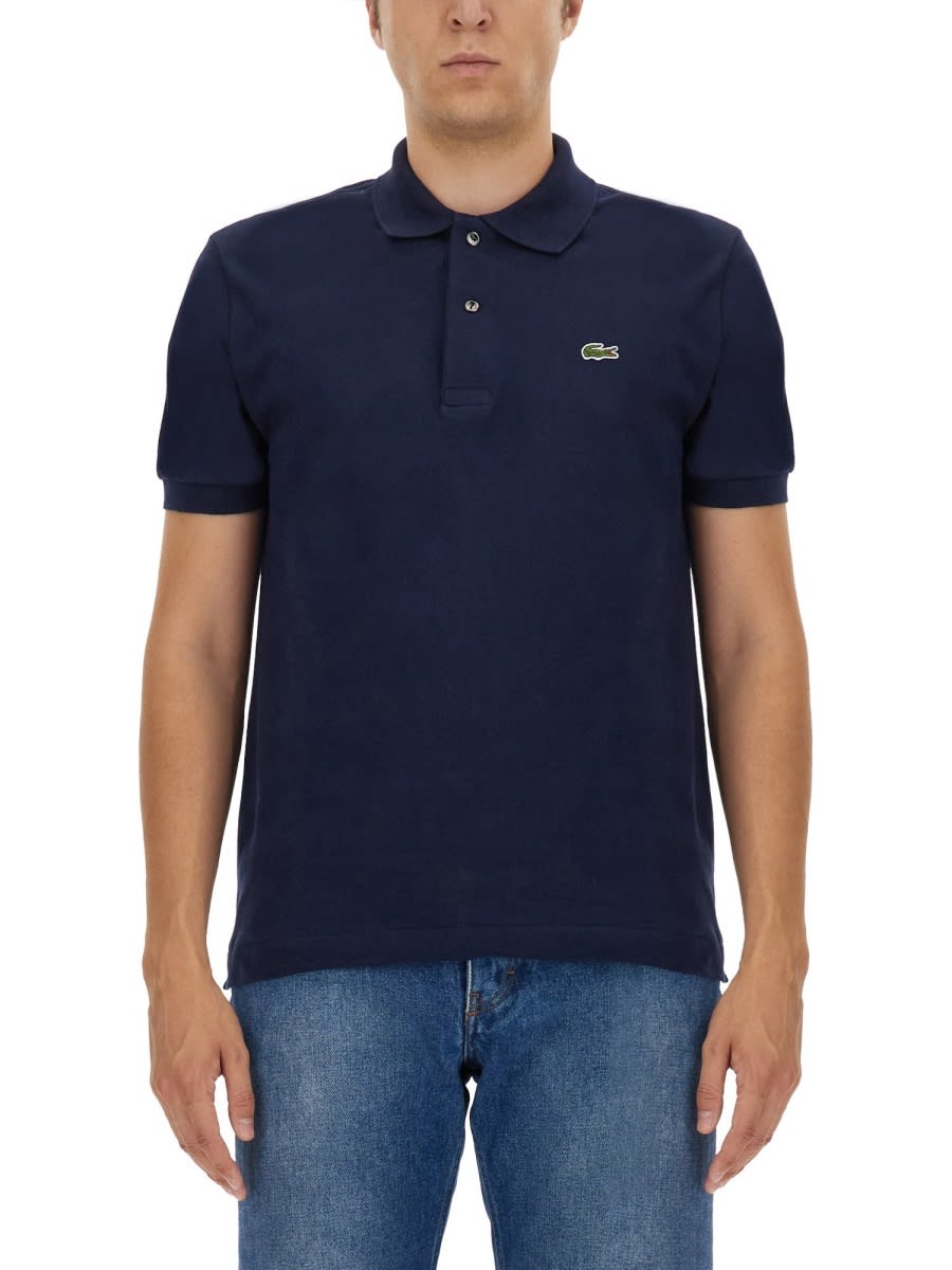 Shop Lacoste Polo With Logo In Blue