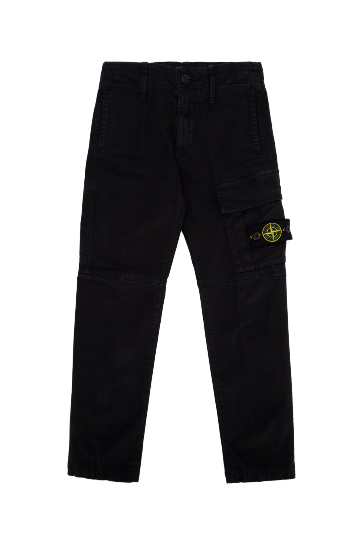 Stone Island Blue Pants With Elastic Waist And Logo Patch On The Pocket In Cotton Stretch Boy In Black