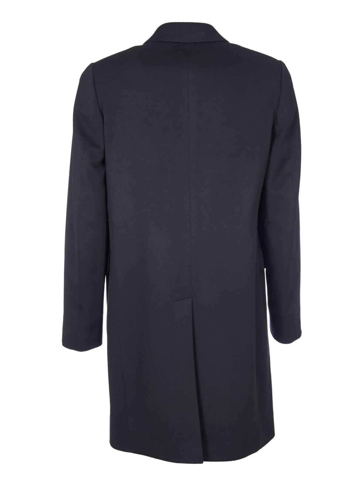 Shop Paul Smith Double Breasted Overcoat In Nero