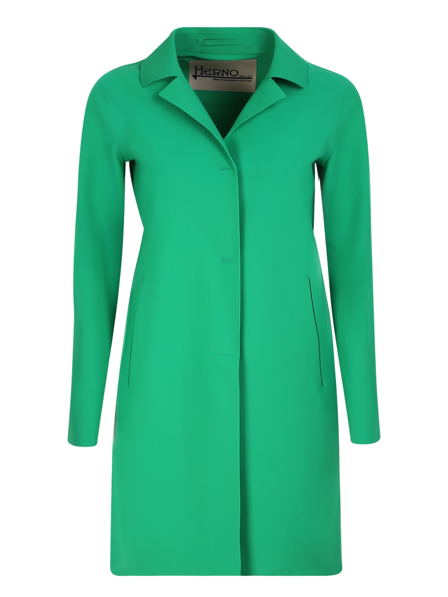 HERNO SINGLE-BREASTED GREEN COAT