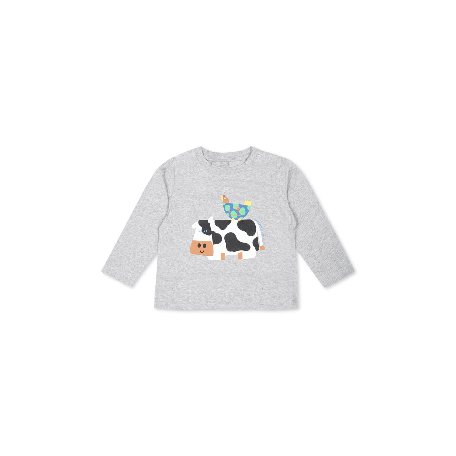 Stella Mccartney Grey T-shirt For Babykids With Cow Print In Grey