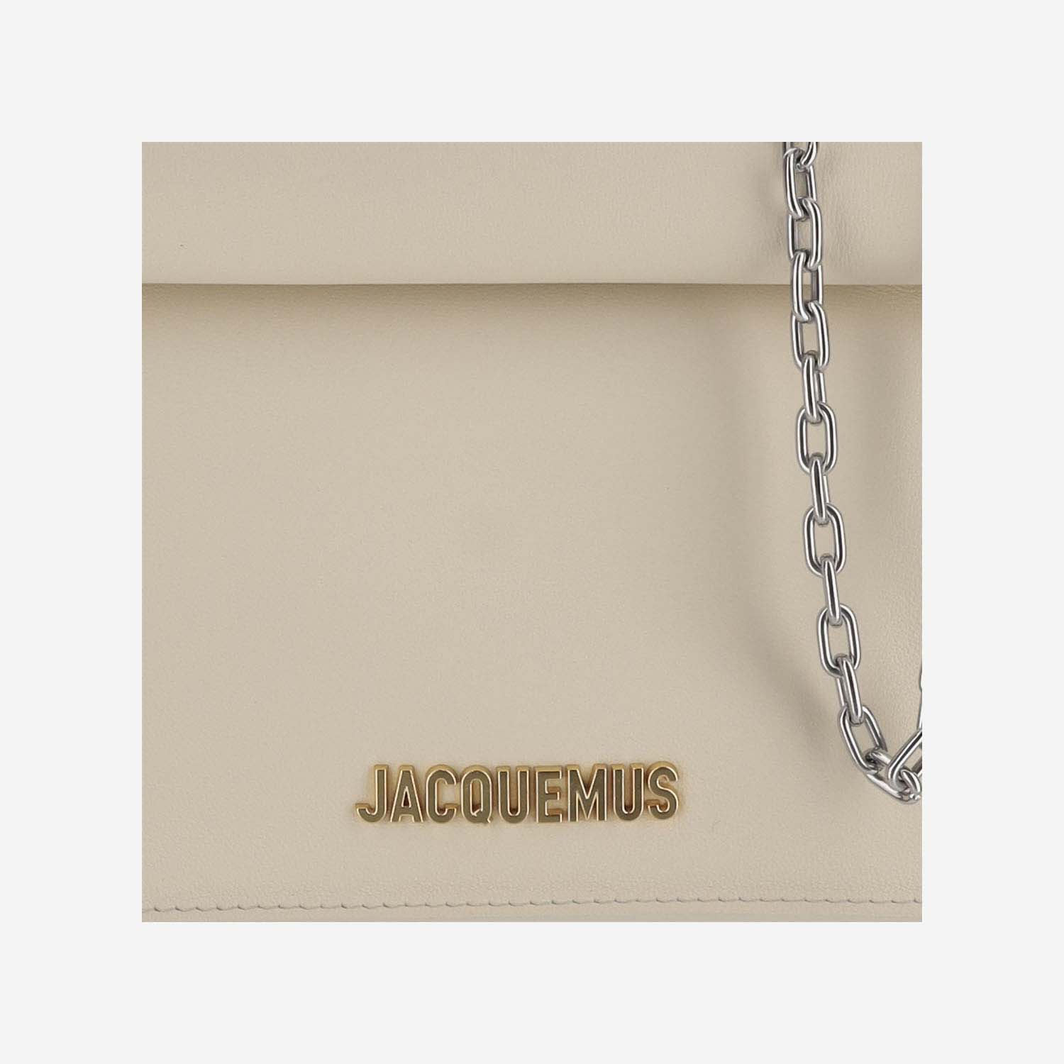 Shop Jacquemus La Petite Pochette Rond Carrè In Cream