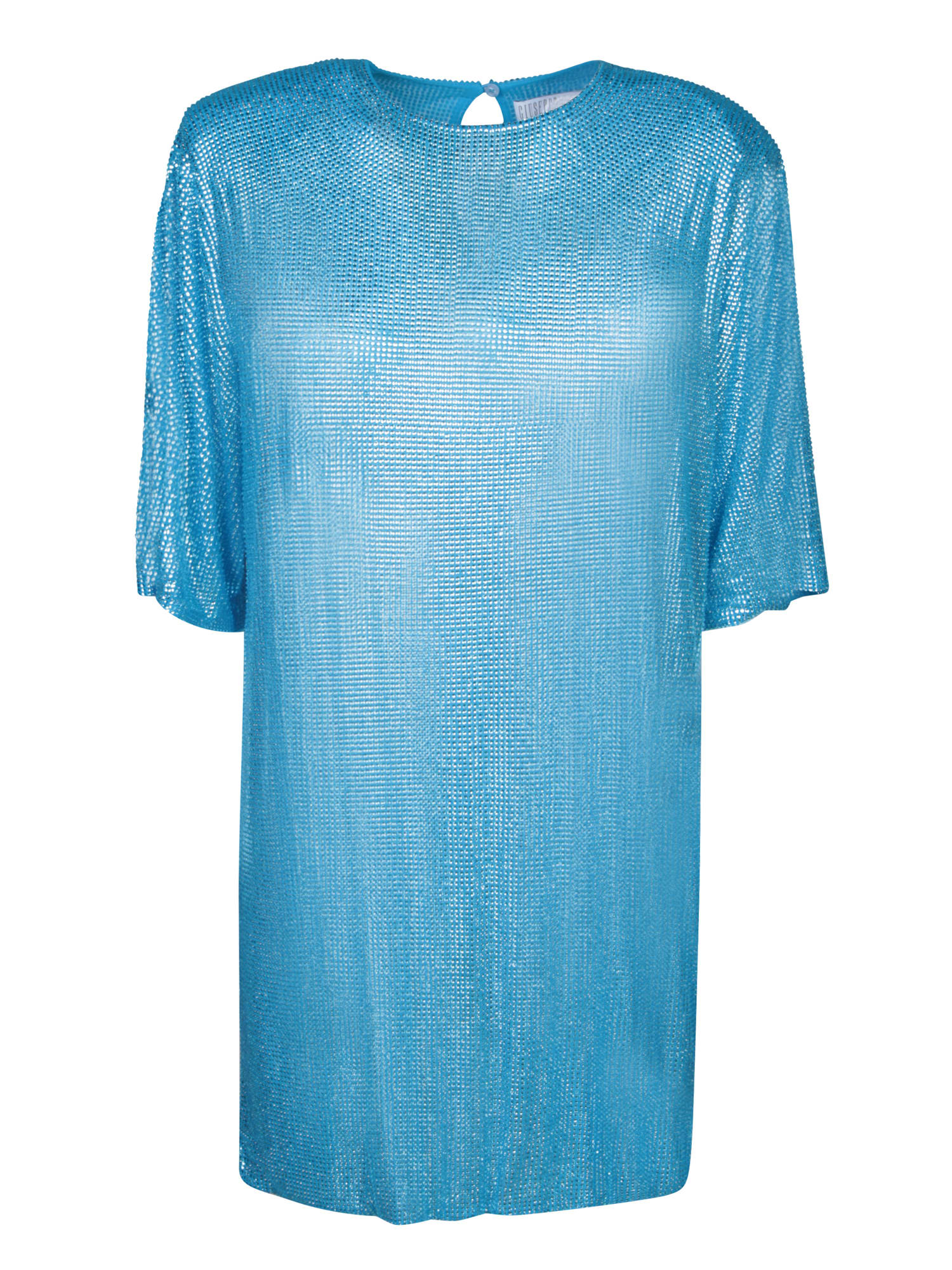Shop Giuseppe Di Morabito Blue Mini Dress With Crystals