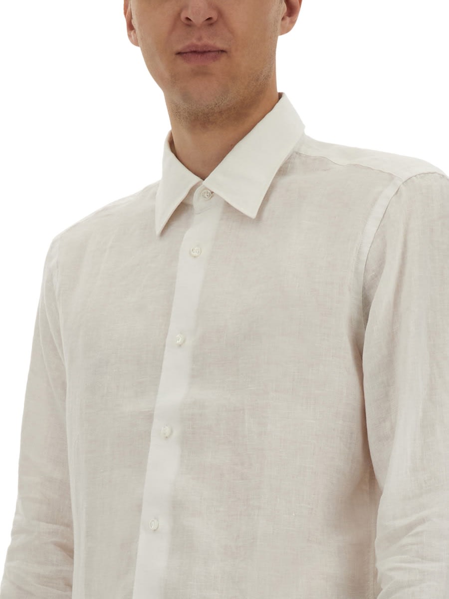 Hugo Boss Button-down Collar Shirt Semi-sheer Fabric In White
