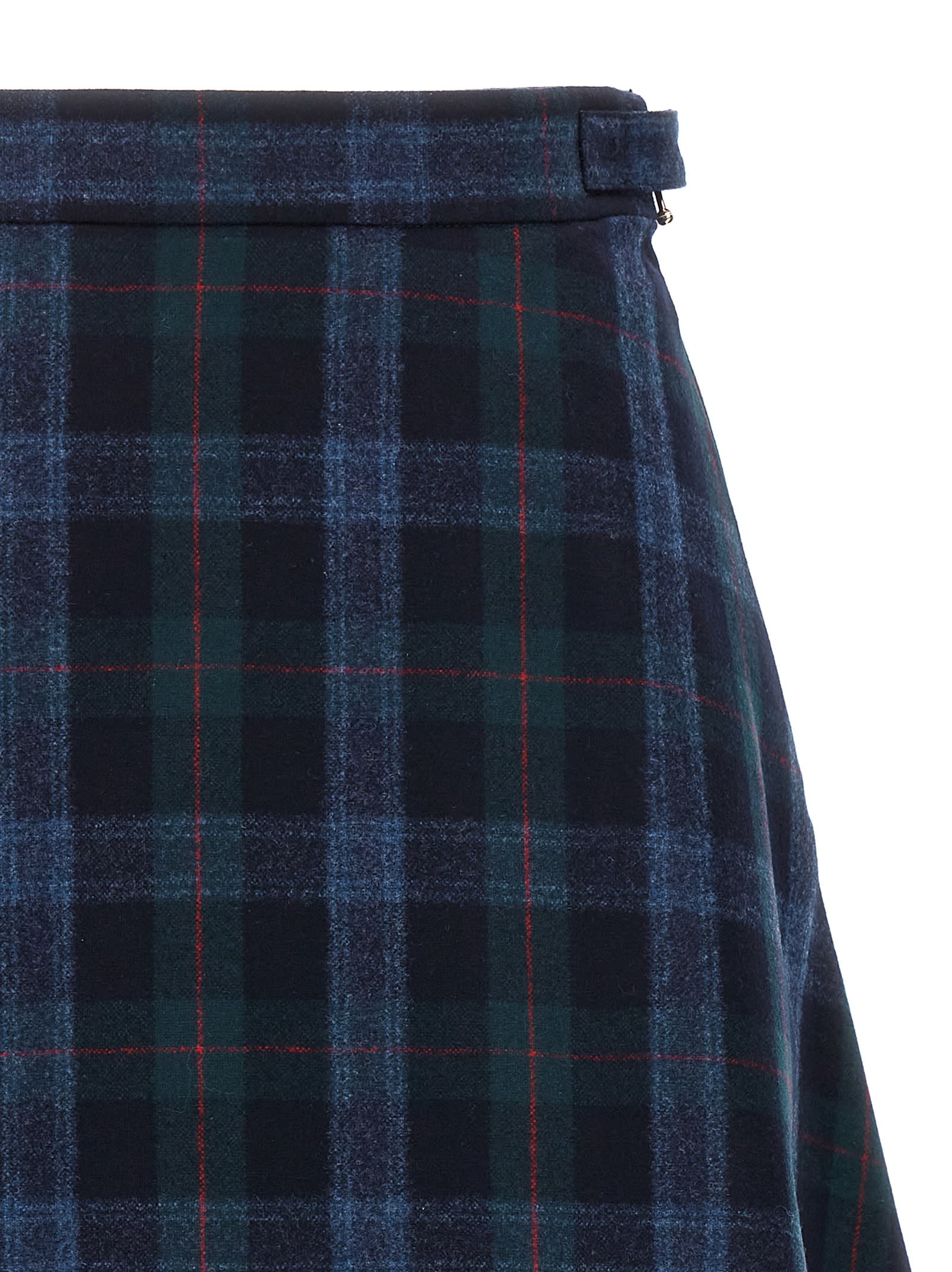 Shop Thom Browne Check Skirt In Navy